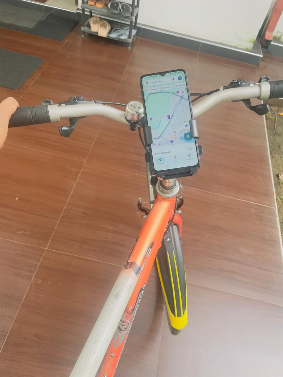 Bike with phone holder